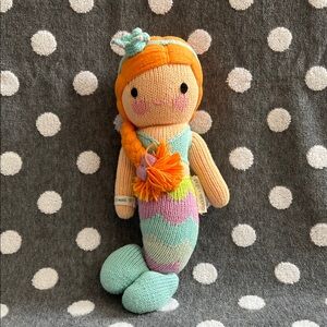 CUDDLE + KIND Isla the Mermaid hand-knit doll 13” Good pre-owned condition!